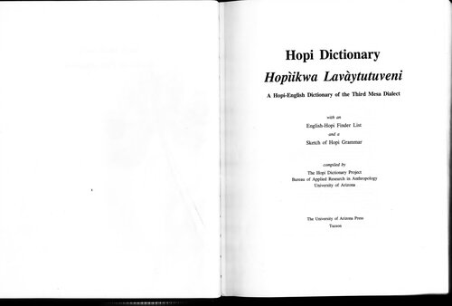 Hopi Dictionary Hopiikwa Lavaytutuveni