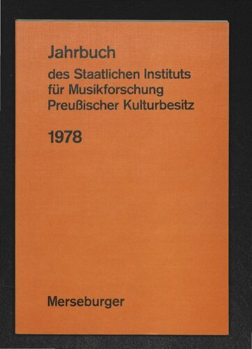 Jahrbuch des Staatlichen Instituts für Musikforschung Preußischer Kulturbesitz: 1978