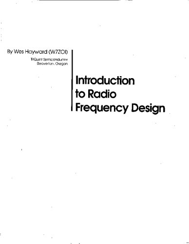 Introduction to Radio Frequency Design (Radio Amateur's Library, Publication No. 191.)