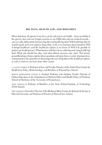 Big Data, Health Law, and Bioethics