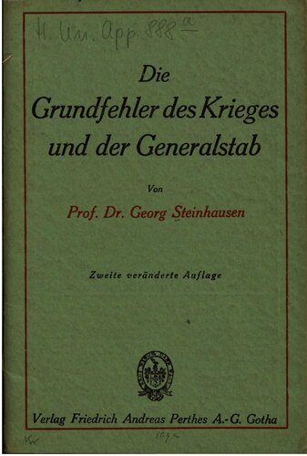 Die Grundfehler des Krieges und der Generalstab