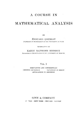 A Course in Mathematical Analysis : Volume 1