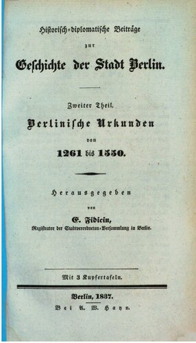 Berlinische Urkunden von 1261 bis 1550