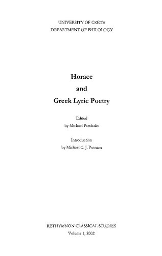 Horace and Greek Lyric Poetry