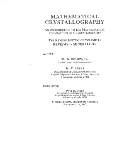 Mathematical Crystallography