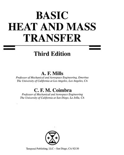 Basic Heat and Mass Transfer: Third Edition