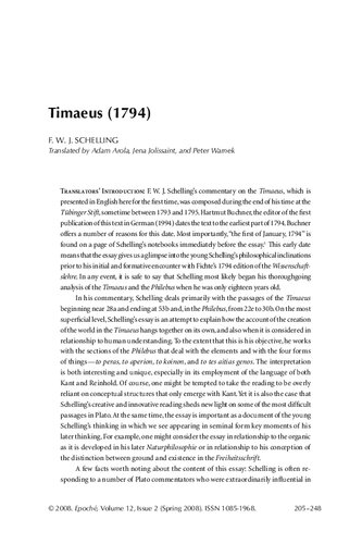 Timeaus essay