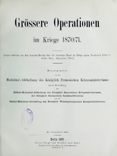 Grössere Operationen im Kriege 1870/71