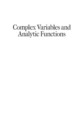 Complex Variables and Analytic Functions: An Illustrated Introduction