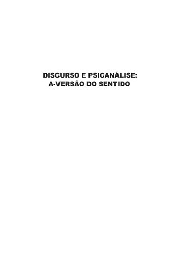 Discurso e psicanálise: a-versão do sentido