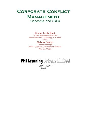 Corporate Conflict Management: Concepts and Skills