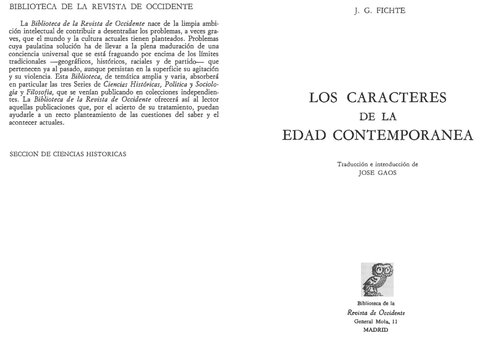 Los caracteres de la edad contemporánea