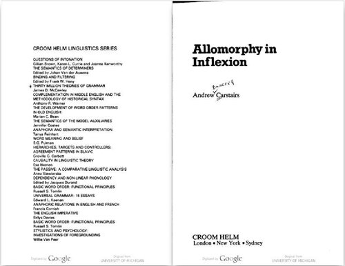 Allomorphy in inflexion