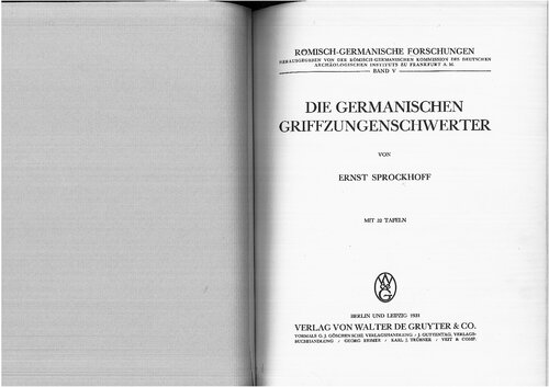 Die germanischen Griffzungenschwerter