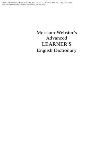 Merriam-Webster's Advanced Learner's English Dictionary