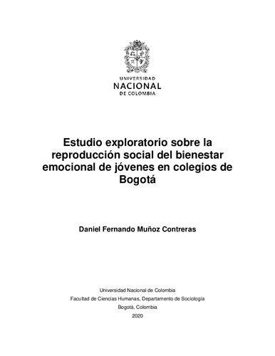 Estudio exploratorio sobre la reproducción social del bienestar emocional de jóvenes en colegios de Bogotá