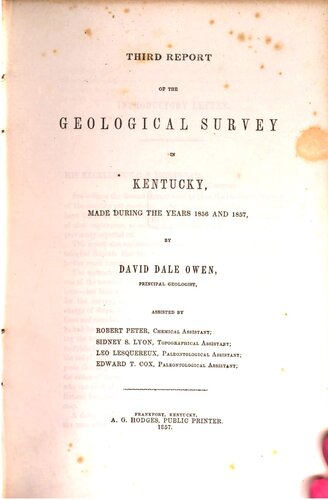 Third Report of the Geological Survey in Kentucky made during the years 1856 and 1857