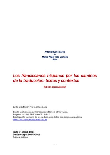 Los franciscanos hispanos por los caminos de la traducción: textos y contextos