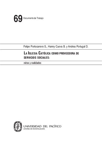 La iglesia católica como proveedora de servicios sociales : mitos y realidades