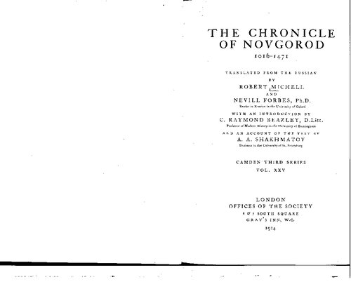 The Chronicle of Novgorod 1016-1471