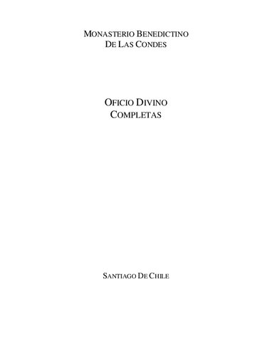 Oficio Divino Completas