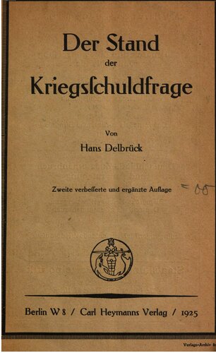 Der Stand der Kriegsschuldfrage