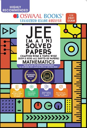 Oswaal IIT JEE Main Solved Papers Mathematics Chapterwise and Topicwise 2019 and 2020 All shifts 32 Papers IITJEE IIT-JEE NTA