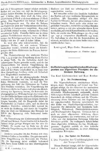 Die Herleitung des logarithmischen Mischungsgesetzes aus allgemeinen Prinzipien der staionären Strömung