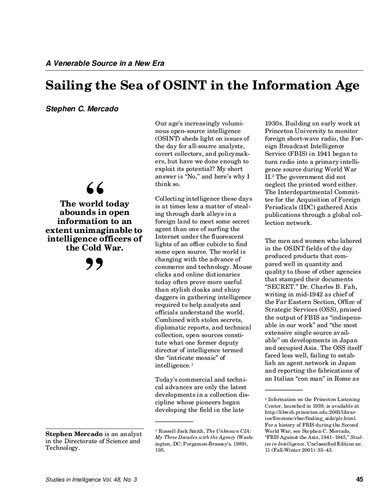 Sailing the Sea of OSINT in the Information Age