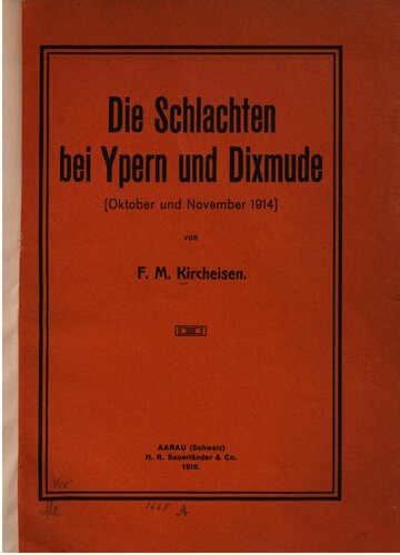 Die Schlachten bei Ypern und Dixmude (Oktober und November 1914)