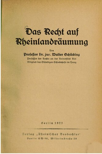 Das Recht auf Rheinlandräumung