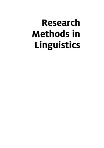 Research Methods in Linguistics: Second Edition