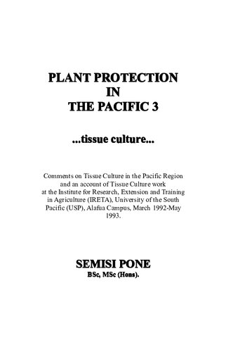 Plant protection in the Pacific. 3 ...tissue culture...