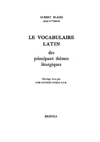 Le vocabulaire latin des principaux thèmes liturgiques