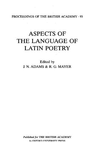 Aspects of the Language of Latin Poetry