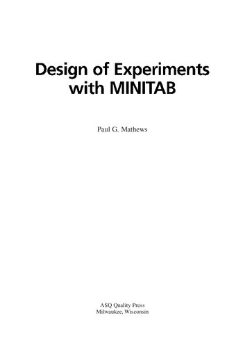 Design of Experiments with MINITAB