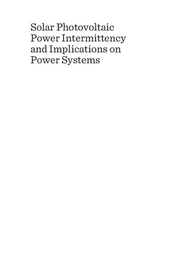 Solar Photovoltaic Power Intermittency and Implications on Power Systems