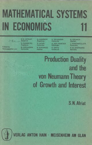 Production Duality and the von Neumann Theory of Growth and Interest