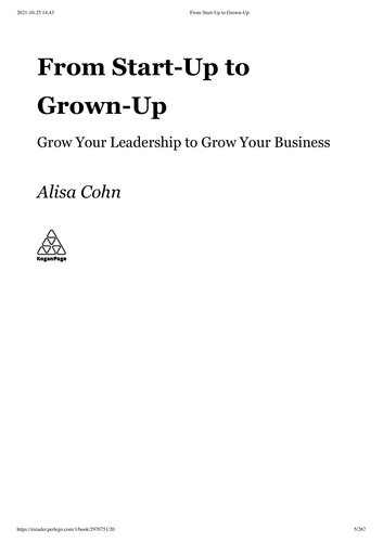 From Start-Up to Grown-Up - Grow Your Leadership to Grow Your Business