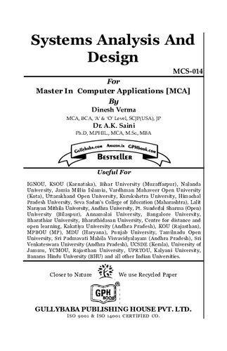 MCS-014 Systems Analysis And Design