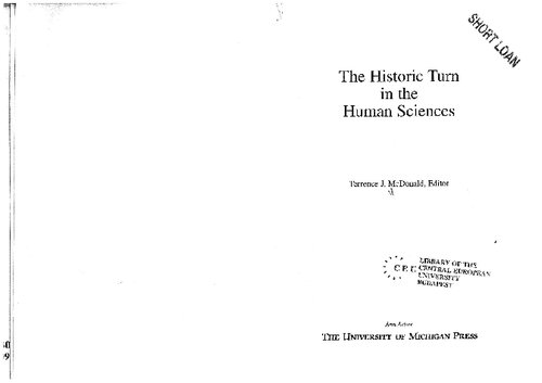 The Historic Turn in the Human Sciences