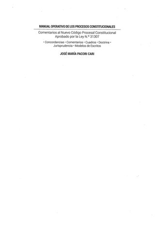 Manuel operativo de procedimientos constitucionales: Comentarios al Nuevo Código Procesal Constitucional Aprobado por la Ley N.° 31307