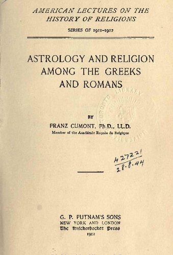 Astrology & Religion Among The Greeks & Romans