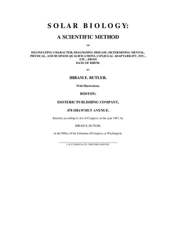 Solar Biology: A Scientific Method