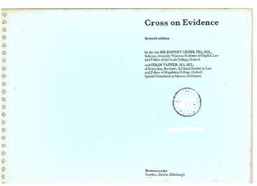 Cross on Evidence