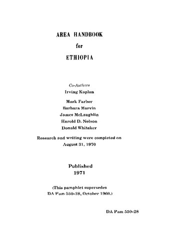 Area Handbook for Ethiopia