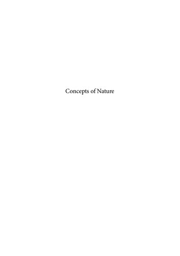 Concepts of Nature. A Chinese-European Cross-Cultural Perspective