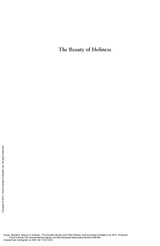 The Beauty of Holiness: The Caroline Divines and Their Writings