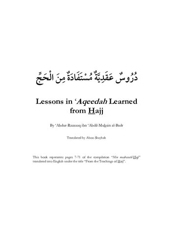 Lessons in Aqeedah Learned from Hajj