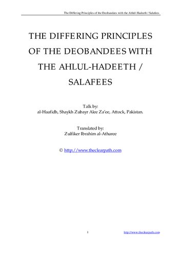 The Differing Principles of the Deobandees with the Ahlul-Hadeeth/Salafees